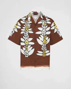Hombre Prada CAMISAS^Camisa De Algodón Estampado De Manga Corta