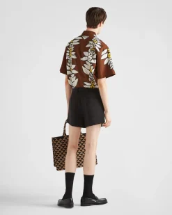Hombre Prada CAMISAS^Camisa De Algodón Estampado De Manga Corta