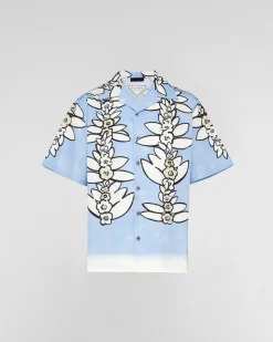Hombre Prada CAMISAS^Camisa De Algodón Estampado De Manga Corta