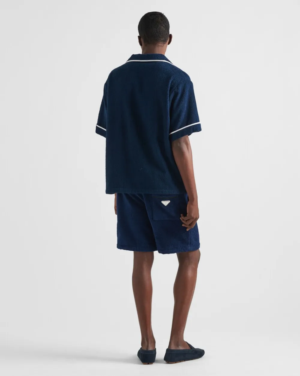 Hombre Prada CAMISAS^Camisa De Algodón Grueso De Manga Corta