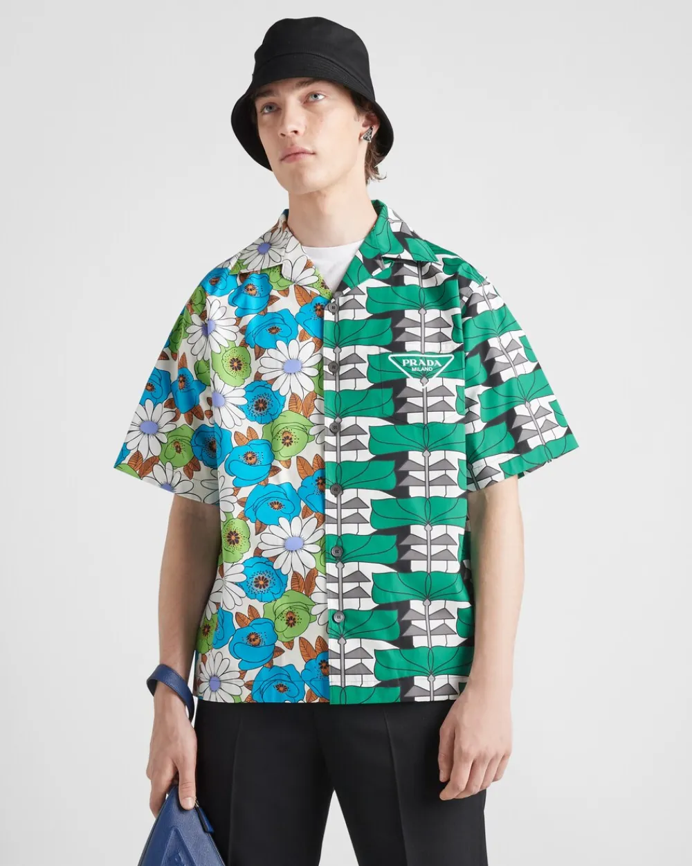 Hombre Prada CAMISAS^Camisa De Algodón Grueso Double Match