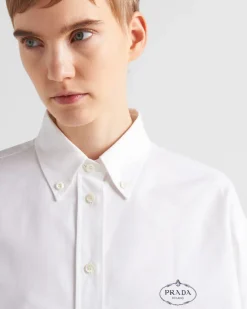 Mujer Prada CAMISAS Y TOPS^Camisa De Algodón Oxford Bordada