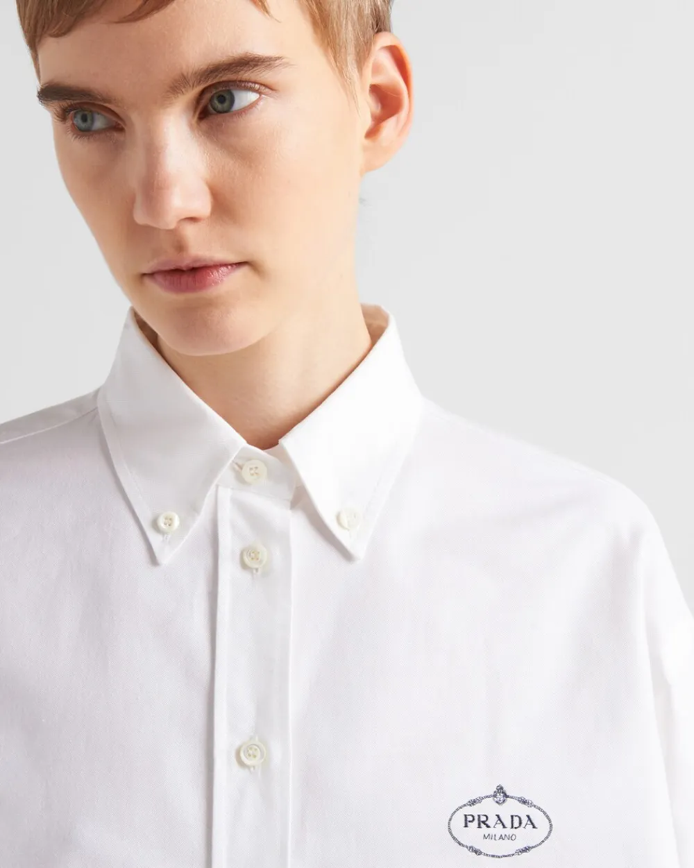 Mujer Prada CAMISAS Y TOPS^Camisa De Algodón Oxford Bordada