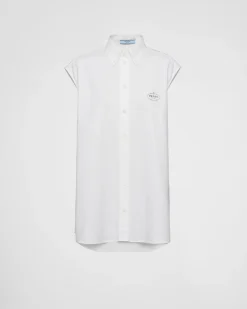 Mujer Prada CAMISAS Y TOPS^Camisa De Algodón Oxford Bordada