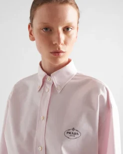Mujer Prada CAMISAS Y TOPS^Camisa De Algodón Oxford Bordada