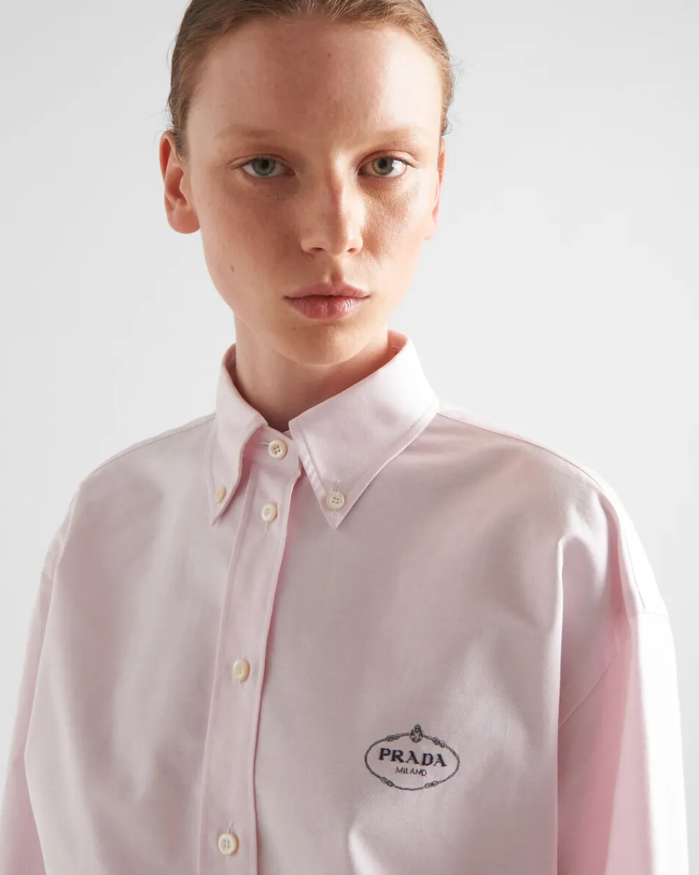 Mujer Prada CAMISAS Y TOPS^Camisa De Algodón Oxford Bordada
