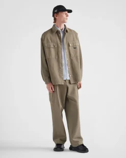 Hombre Prada TEJIDO VAQUERO^Camisa De Bull Denim