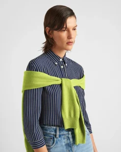 Mujer Prada CAMISAS Y TOPS^Camisa De Crepé A Rayas