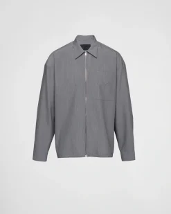 Hombre Prada CAMISAS^Camisa De Lana Y Mohair