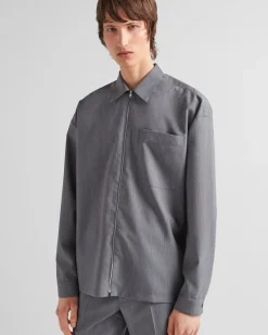 Hombre Prada CAMISAS^Camisa De Lana Y Mohair