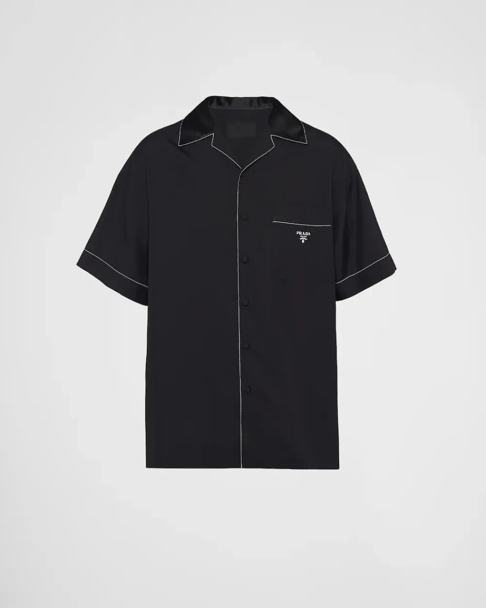 Hombre Prada CAMISAS^Camisa De Manga Corta De Seda