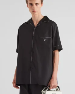 Hombre Prada CAMISAS^Camisa De Manga Corta De Seda