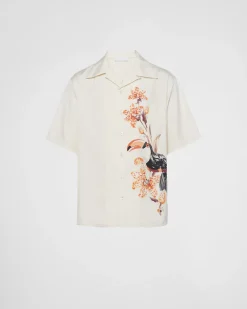 Hombre Prada CAMISAS^Camisa De Manga Corta De Seda