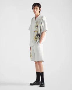 Hombre Prada CAMISAS^Camisa De Manga Corta De Seda