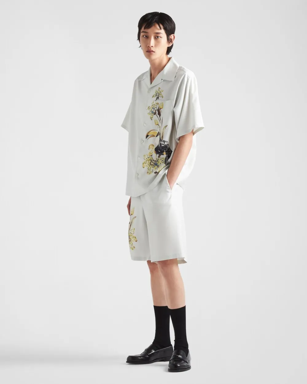 Hombre Prada CAMISAS^Camisa De Manga Corta De Seda
