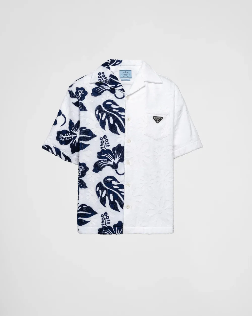 Hombre Prada CAMISAS^Camisa De Manga Corta En Algodón Grueso Double Match