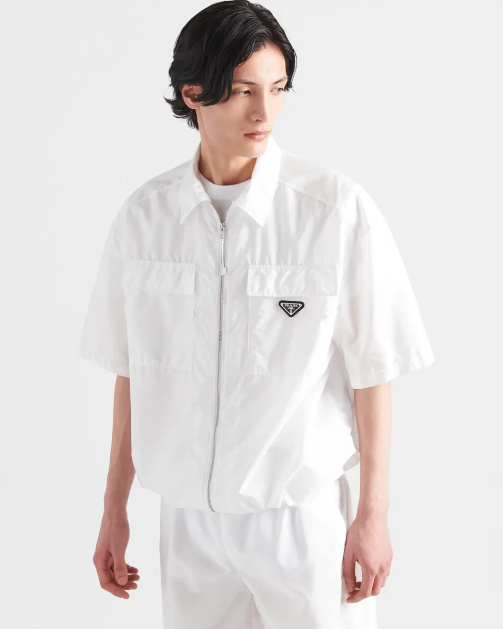 Hombre Prada CAMISAS^Camisa De Manga Corta En Ligero Re-nylon