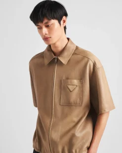 Hombre Prada ROPA DE PIEL^Camisa De Manga Corta En Napa
