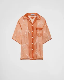 Mujer Prada CAMISAS Y TOPS^Camisa De Organza Bordada