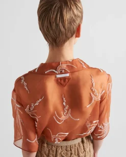 Mujer Prada CAMISAS Y TOPS^Camisa De Organza Bordada