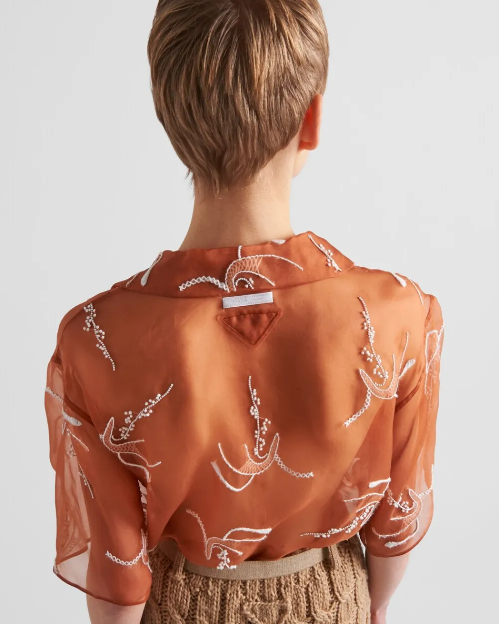 Mujer Prada CAMISAS Y TOPS^Camisa De Organza Bordada