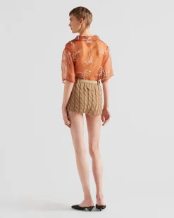 Mujer Prada CAMISAS Y TOPS^Camisa De Organza Bordada