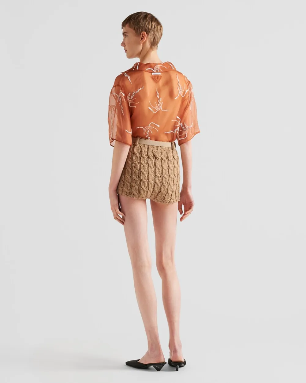 Mujer Prada CAMISAS Y TOPS^Camisa De Organza Bordada