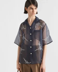 Mujer Prada CAMISAS Y TOPS^Camisa De Organza Bordada