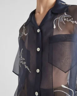 Mujer Prada CAMISAS Y TOPS^Camisa De Organza Bordada