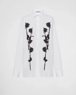 Mujer Prada CAMISAS Y TOPS^Camisa De Popelín Bordada