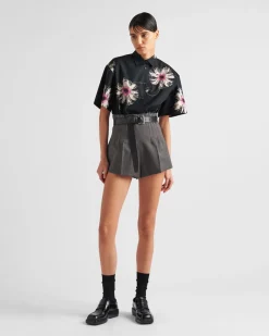 Mujer Prada CAMISAS Y TOPS^Camisa De Popelín De Manga Corta