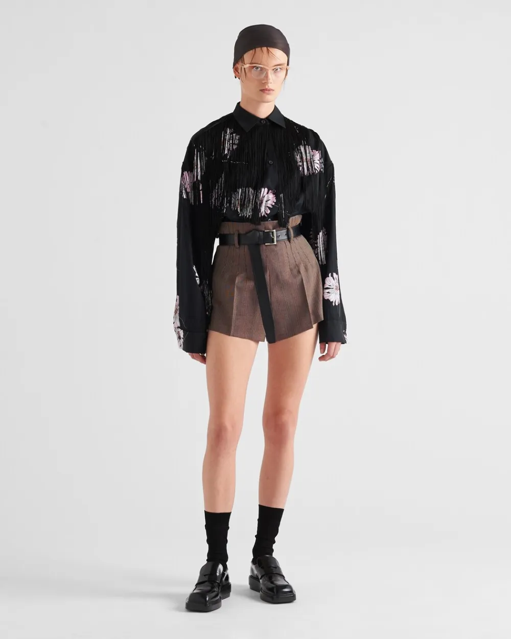 Mujer Prada CAMISAS Y TOPS^Camisa De Popelín Estampada Con Flecos