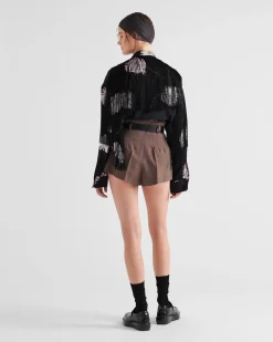 Mujer Prada CAMISAS Y TOPS^Camisa De Popelín Estampada Con Flecos