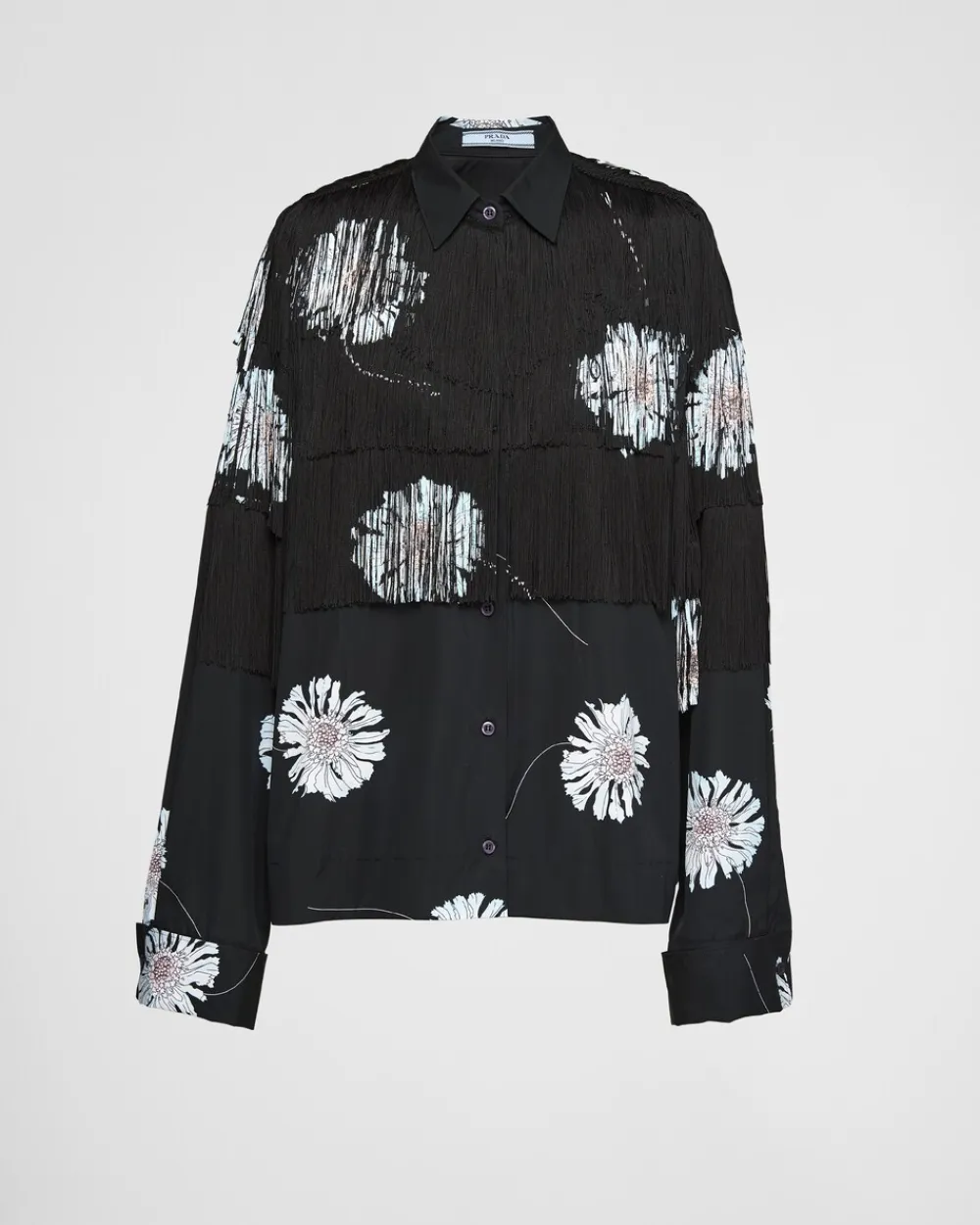 Mujer Prada CAMISAS Y TOPS^Camisa De Popelín Estampada Con Flecos
