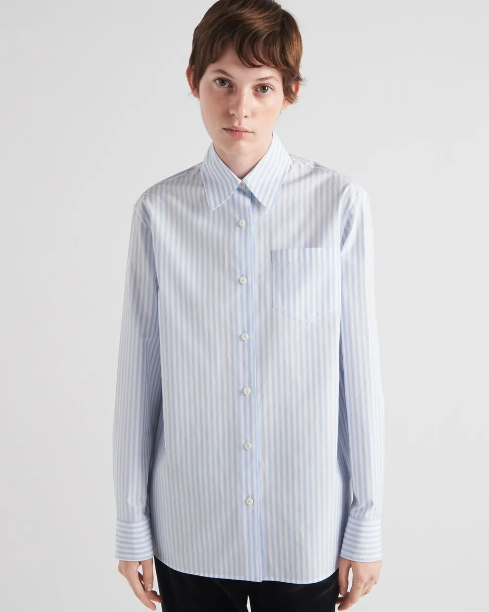 Mujer Prada CAMISAS Y TOPS^Camisa De Popelín Y Jacquard