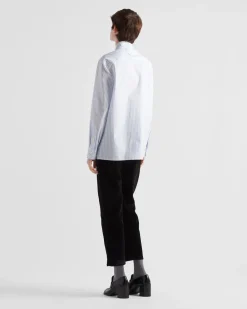 Mujer Prada CAMISAS Y TOPS^Camisa De Popelín Y Jacquard