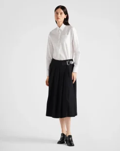 Mujer Prada CAMISAS Y TOPS^Camisa De Popelín Y Jacquard