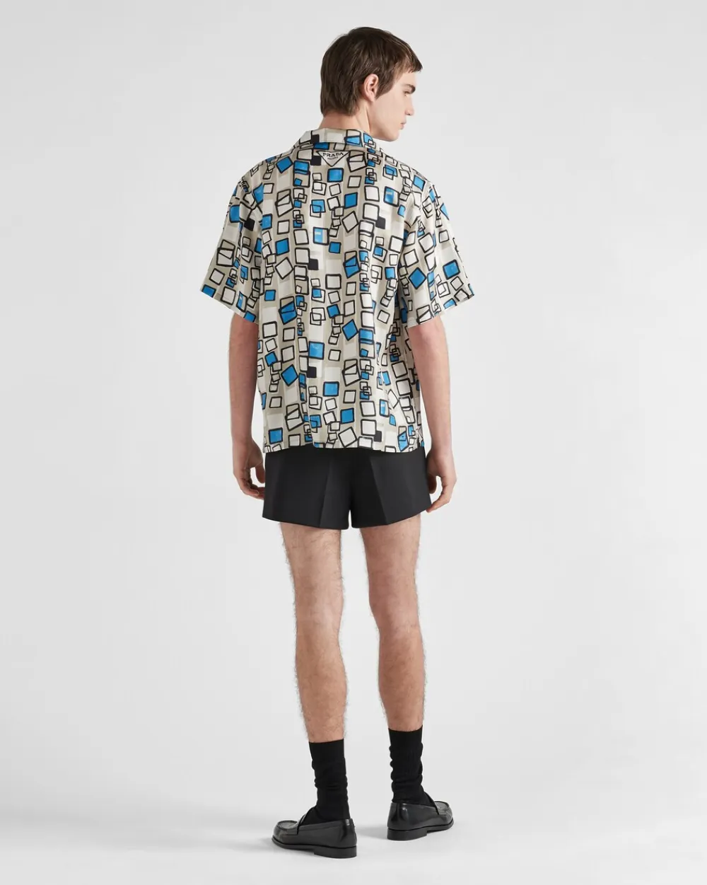 Hombre Prada CAMISAS^Camisa De Sarga De Seda De Manga Corta