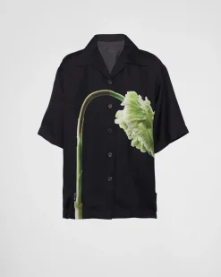 Mujer Prada CAMISAS Y TOPS^Camisa De Sarga Estampada