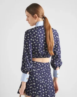 Mujer Prada CAMISAS Y TOPS^Camisa De Seda Con Estampado Jacquard