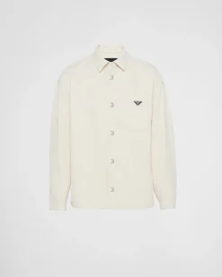 Hombre Prada TEJIDO VAQUERO^Camisa De Tejido Vaquero Aterciopelado
