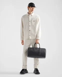Hombre Prada TEJIDO VAQUERO^Camisa De Tejido Vaquero Aterciopelado