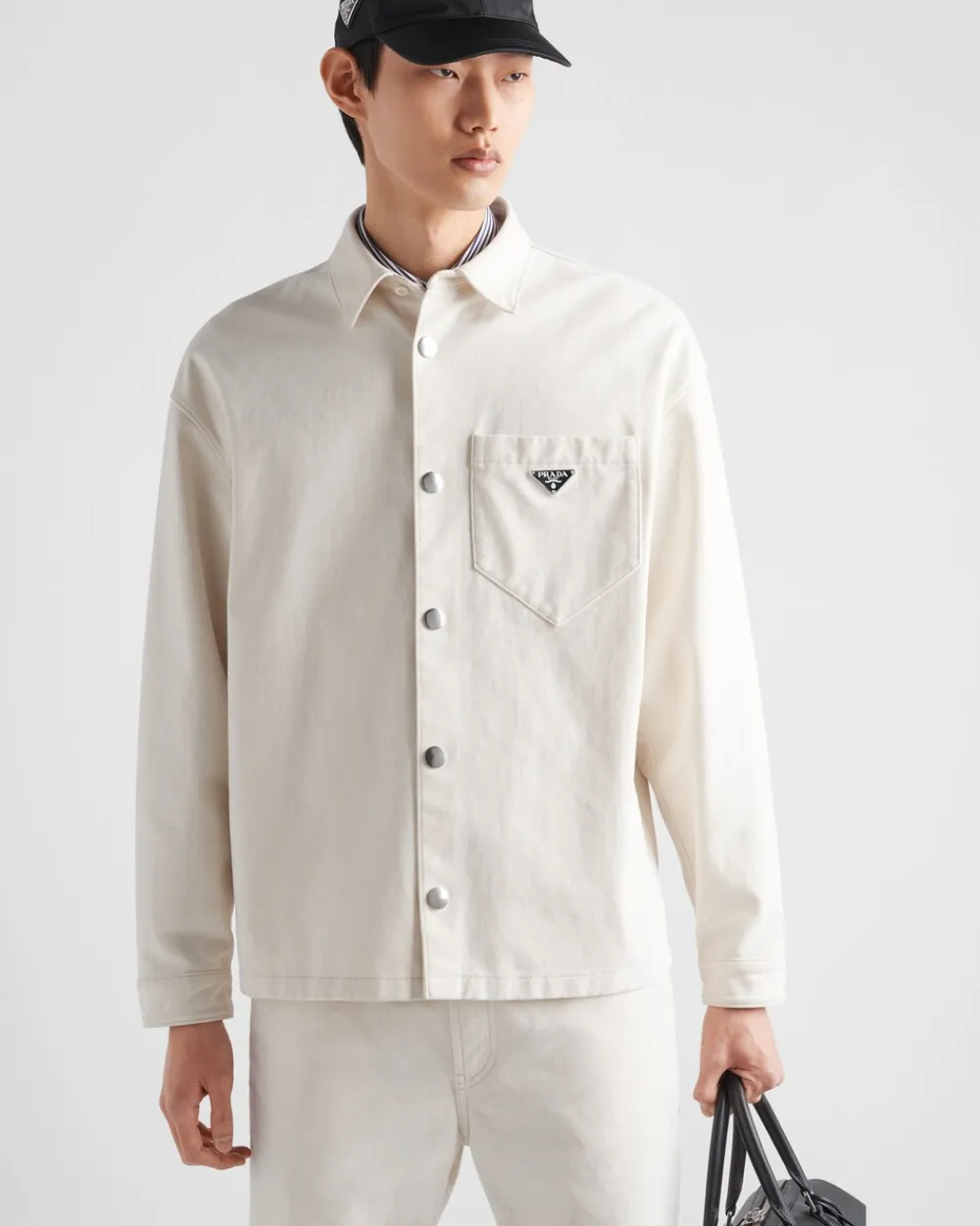 Hombre Prada TEJIDO VAQUERO^Camisa De Tejido Vaquero Aterciopelado
