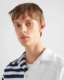 Hombre Prada CAMISAS^Camisa Double Match De Algodón Grueso