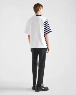 Hombre Prada CAMISAS^Camisa Double Match De Algodón Grueso
