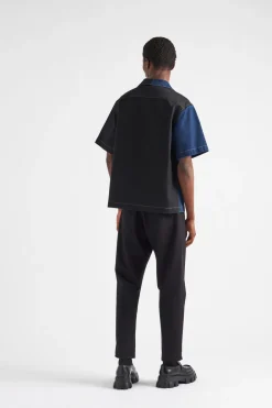 Hombre Prada CAMISAS^Camisa Double Match De Tejido Vaquero