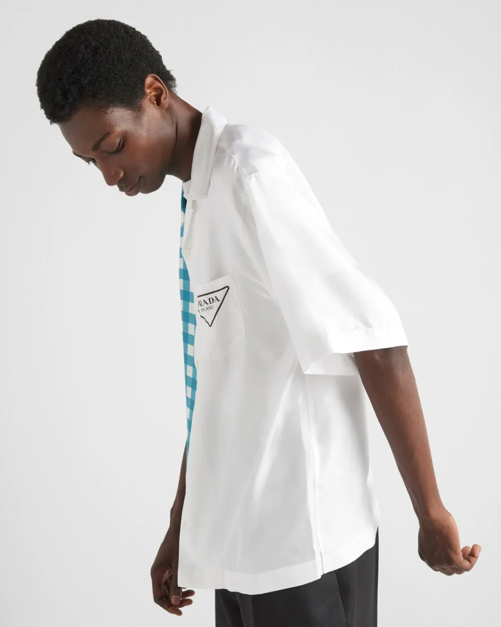 Hombre Prada CAMISAS^Camisa Double Match En Sarga De Seda