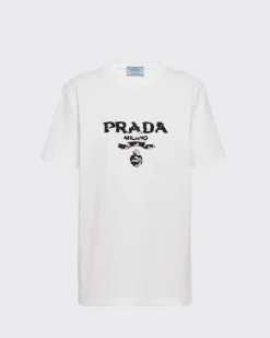 Mujer Prada CAMISETAS Y SUDADERAS^Camiseta Bordada De Interlock