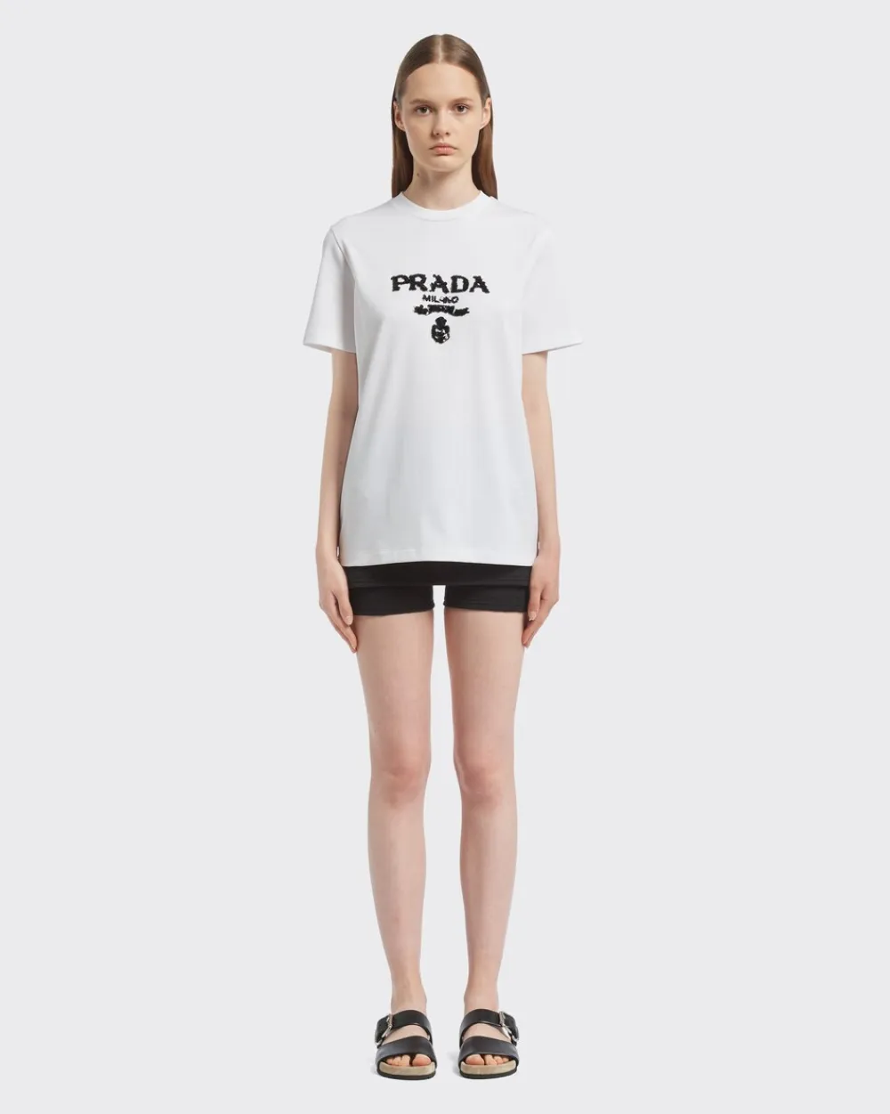 Mujer Prada CAMISETAS Y SUDADERAS^Camiseta Bordada De Interlock