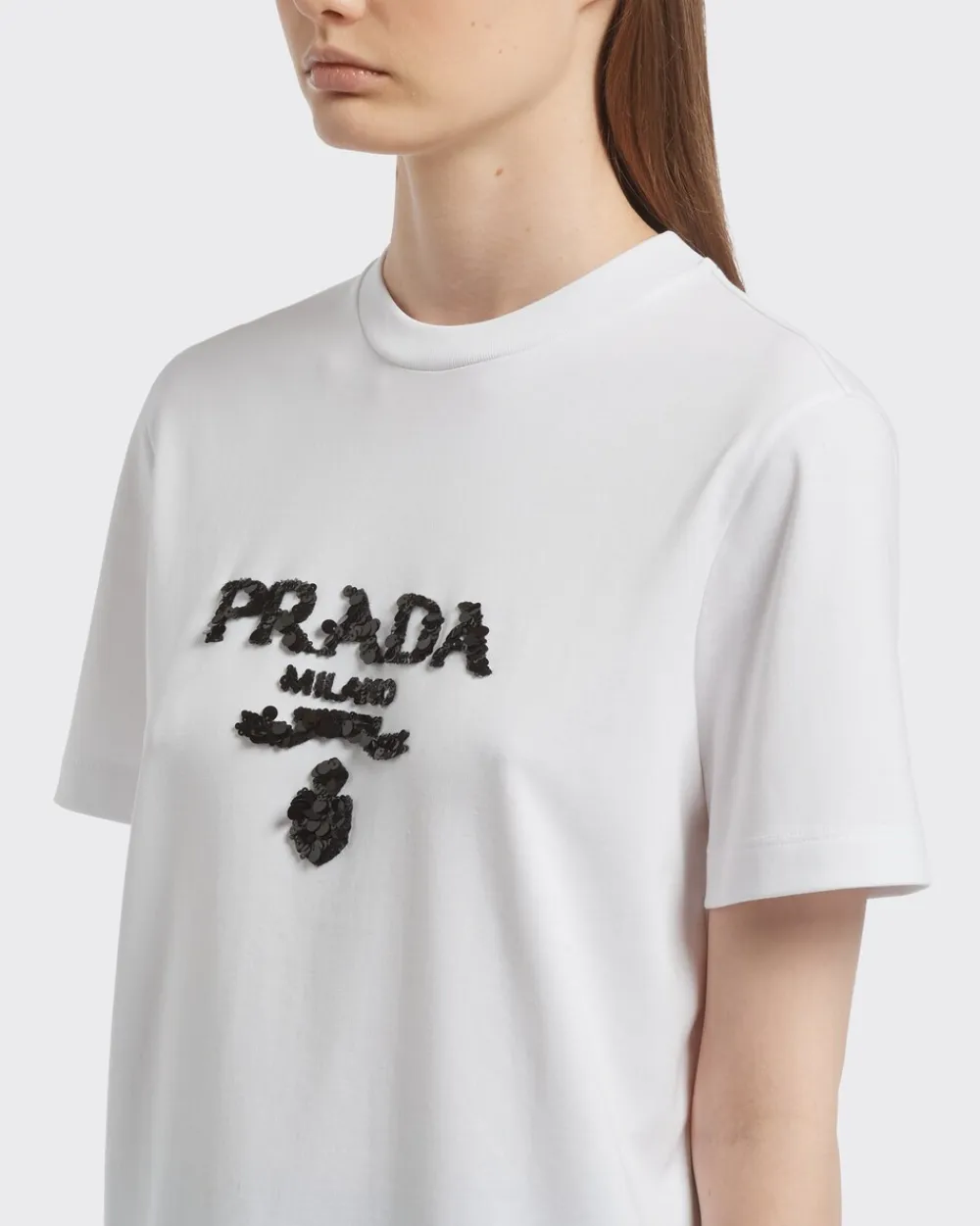 Mujer Prada CAMISETAS Y SUDADERAS^Camiseta Bordada De Interlock